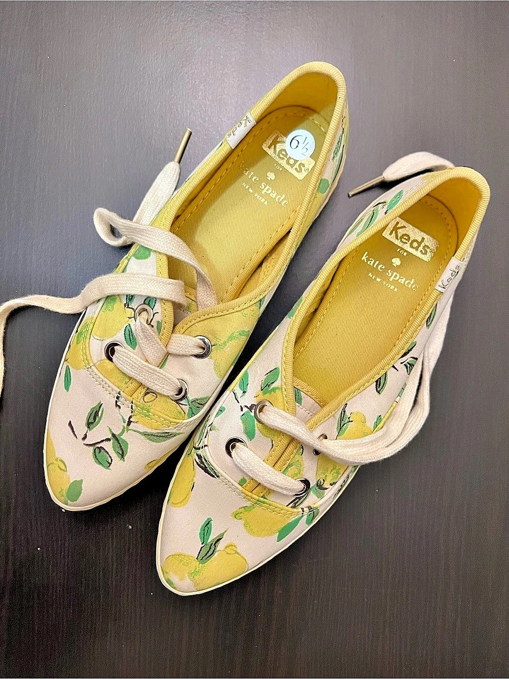 Kate Spade x Keds Lemon Print Canvas Sneaker Flats in Yellow & White